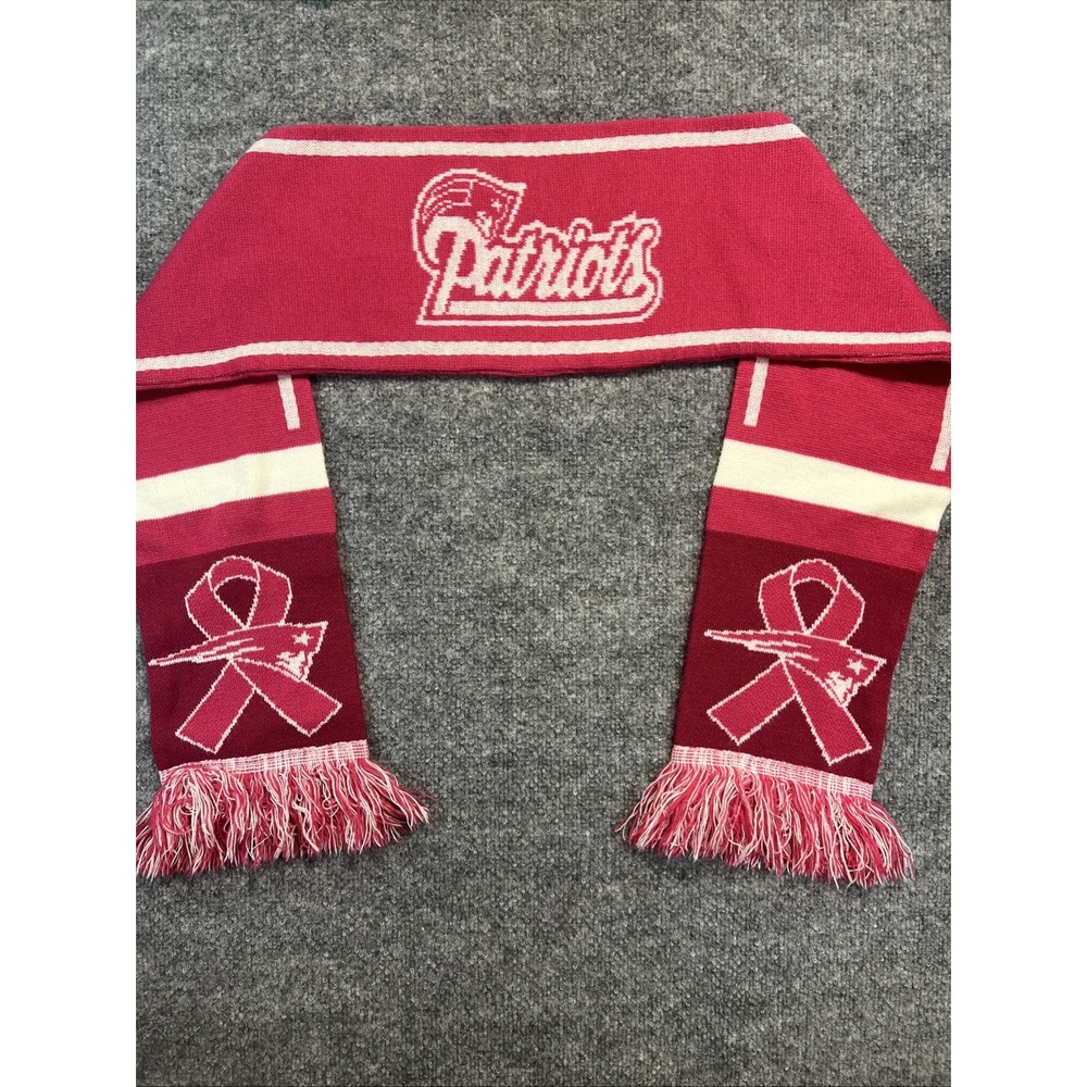 NFL New England Patriots Breast Cancer Awareness Pink Knit Fringe Winter Scarf